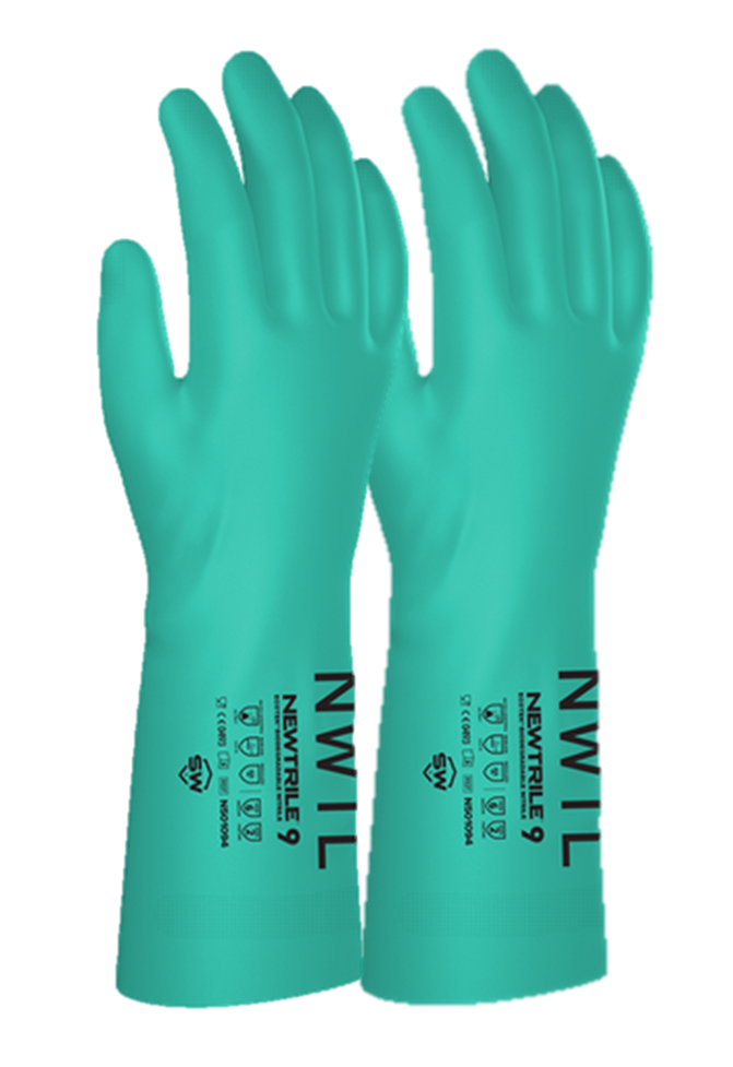 NU11-RD-ECO-GR SW® Sustainable Solutions
 NewNitrile® EcoTek® 11-mil 13-inch Unsupported Unlined Nitrile Chemical Resistant Gloves